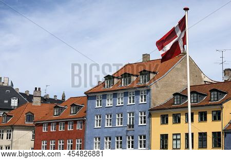 Old Nyhaven Port, Famous Place In Copenhagen, Denmark.