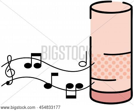 Portable Media Player With Music Notes. Wireless Media Control, Compact Audio-video Playing Device. 