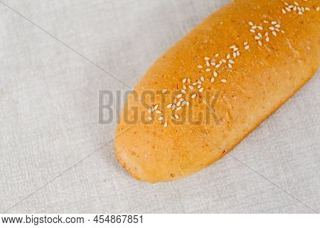 Milk Plain Long John Buns Bread With Copy Space For Text