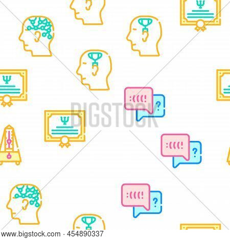 Psychologist Doctor Vector Seamless Pattern Color Line Illustration
