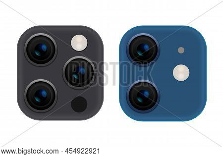 Camera Phone Lens Mobile 3d Vector Icon. Smart Phone Camera Lense Back Concept