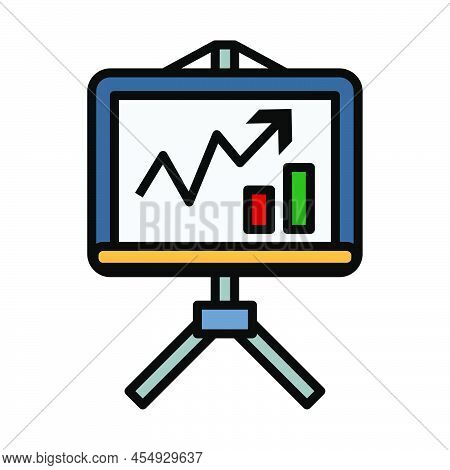 Analytics Stand Icon. Editable Bold Outline With Color Fill Design. Vector Illustration.