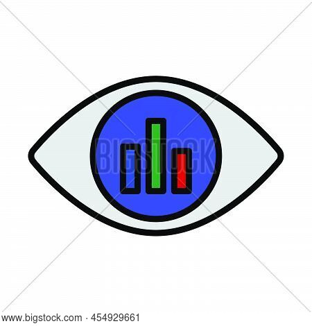 Eye With Market Chart Inside Pupil Icon. Editable Bold Outline With Color Fill Design. Vector Illust