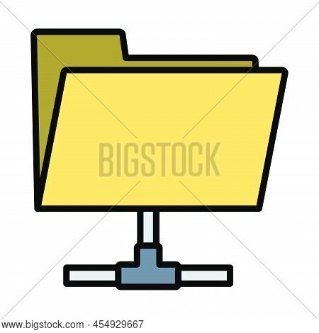 Shared Folder Icon. Editable Bold Outline With Color Fill Design. Vector Illustration.
