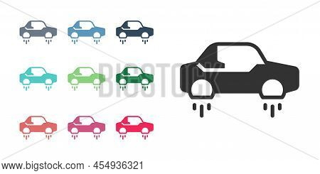 Black Fantastic Flying Car Icon Isolated On White Background. Hover Car Future Technology Future Tra