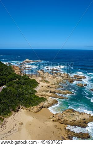 A Panoramic View Of The Lagoon Of Knysna, South Africa. Beach In Knysna, Western Cape, South Africa.