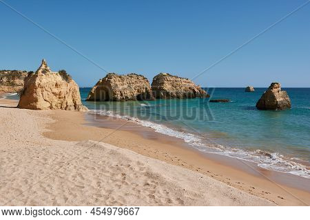 Praia Dos Tres Castelos In Portimao, Algarve Region, Portugal