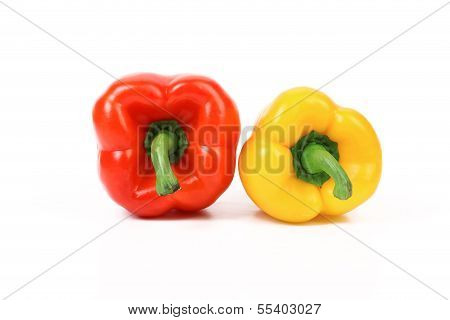 Tails of red and yellow peppers