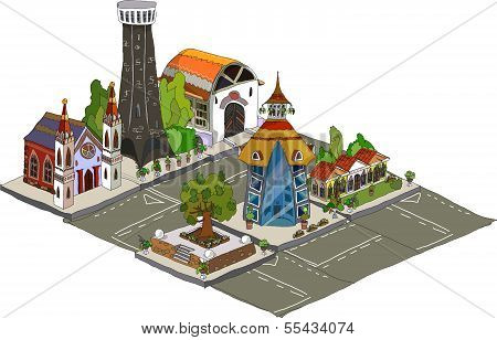 City 3D icons collection