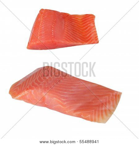 Two Piece Of Red Fish Fillet Isolated On White