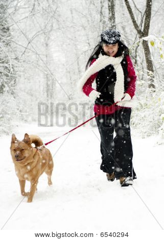 ผู้หญิงสุนัขเดิน