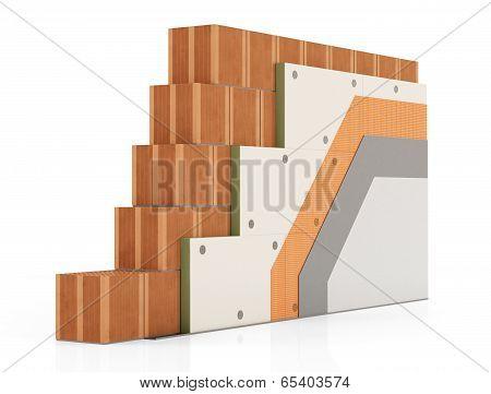 Detail Of Thermal Insulation Of A Brick Wall