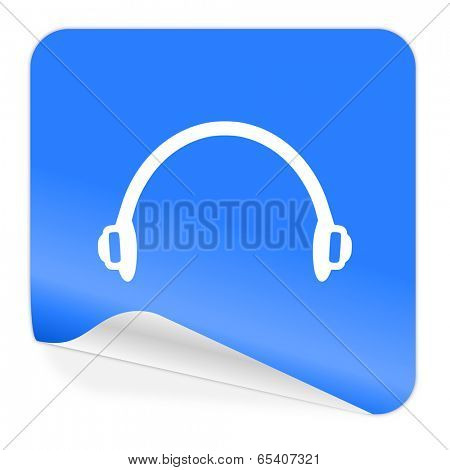 headphones blue sticker icon