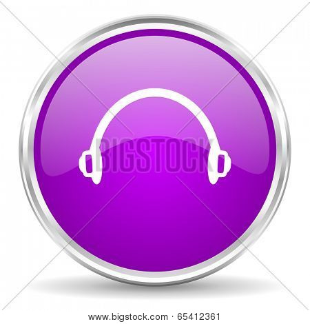 headphones pink glossy icon