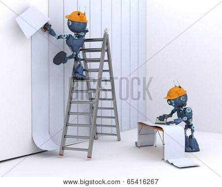 3D Render of an Android hanging wallpaper