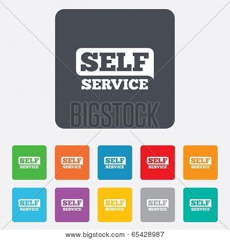 Self service sign icon. Maintenance button.