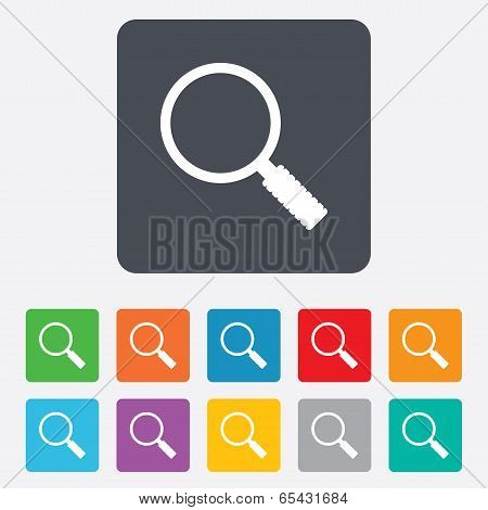 Magnifier glass sign icon. Zoom tool. Navigation