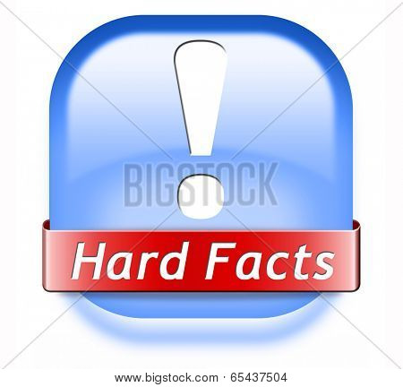 hard facts or proof, scientific proven fact button or icon