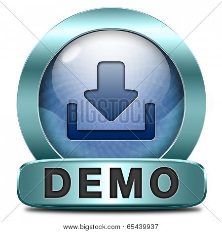 Demo download button or icon for free trial demonstration