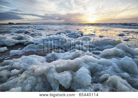 Sea Foam On The Coast Of North Sea