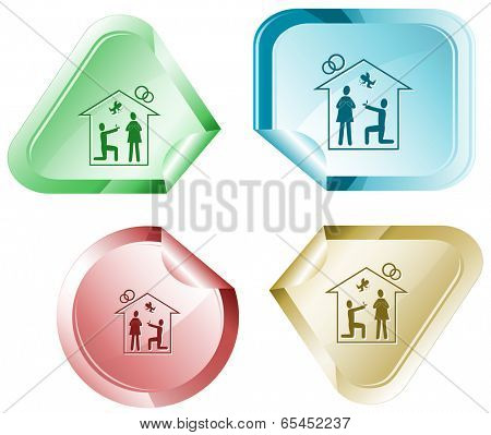 Home affiance. Raster sticker.