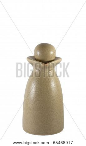 Pottery Ceramic brown bottle.