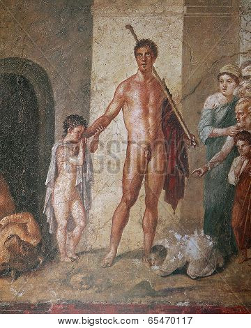 Frescoes in Pompeii ruines, Naples, Italy
