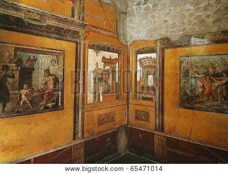 Frescoes in Pompeii ruines, Naples, Italy