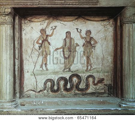 Frescoes in Pompeii ruines, Naples, Italy