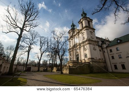 KRAKOW, POLAND - FEB 17, 2014: Church of St.Stanislaus Bishop. Built 1472, In 1733-1751 the church received a baroque decor. It is one of the most famous Polish sanctuaries.