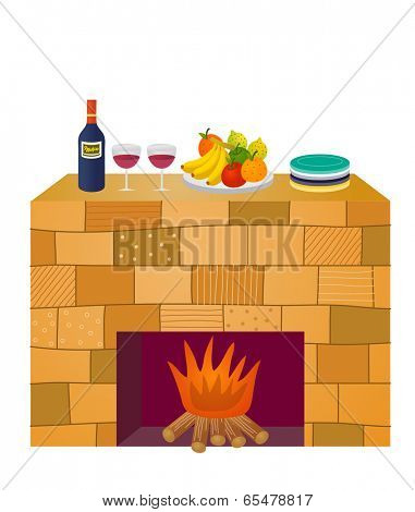 The view of foods on the chimney piece 