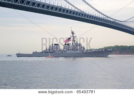 McFaul guided missile destroyer of the United States Navy during parade of ships Fleet Week2014