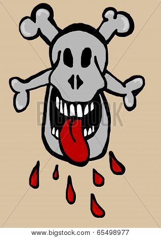 Skull spits blood