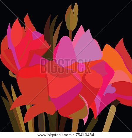 Red Big Flower Pattern