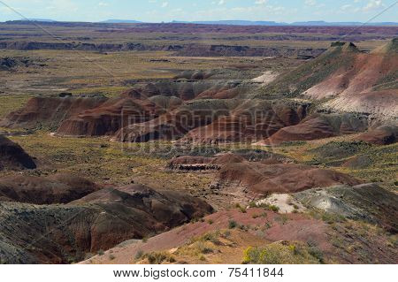Beautiful red and green colored rocks of the Painted Desert