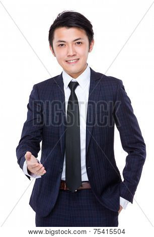 Businessman giving hand for handshake