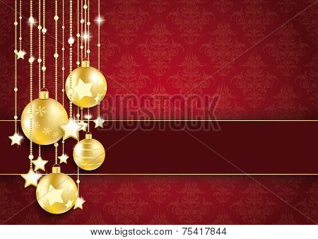 Golden Baubles Stars Red Ornaments