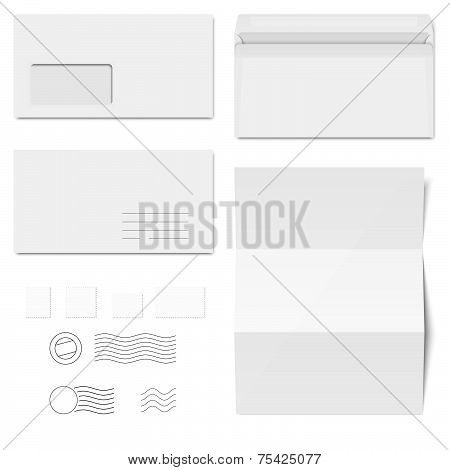 White Envelopes / Writing Paper / Postage Stamps