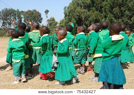 The play of the children of the Kindergarten of The Village Of Pomerini-Tanzania-Africa