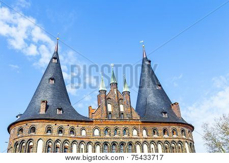 The Holsten Gate (holstentor) In Lubeck Old Town, Schleswig-holstein, Germany