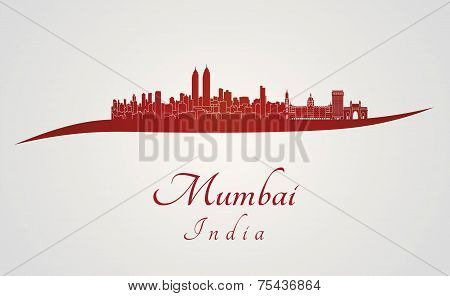 Mumbai Skyline In Red
