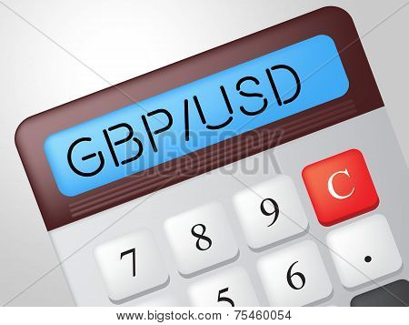 Gbp Usd Calculator Represents British Pound And Banking