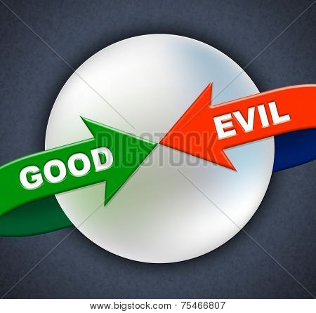 Good Evil Arrows Indicates All Right And Awesome