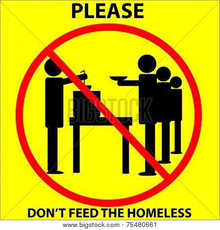 Don't feed the homeless sign