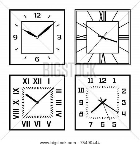Set of different clock faces