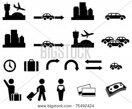 Airport transfer icon set