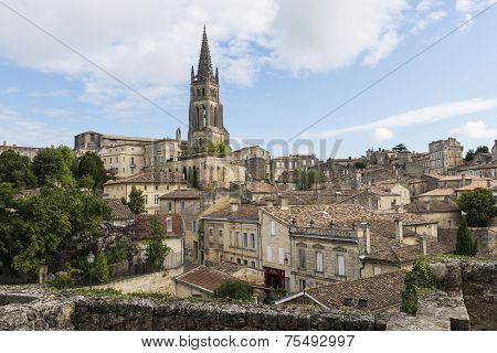 View On Houses And Church Winedistrict Saint-Emilion
