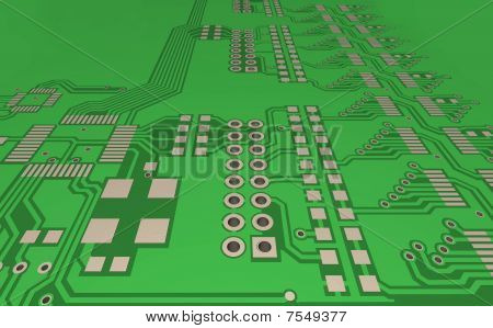 PCB, an Bord die gedruckte Schaltung (3d).