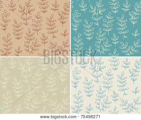 Set of foral seamless patterns, vector illustration