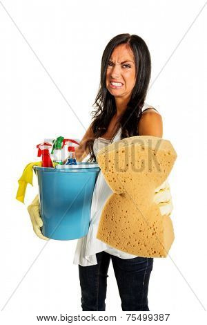 a young woman annoyed that they have to do the house cleaning.
